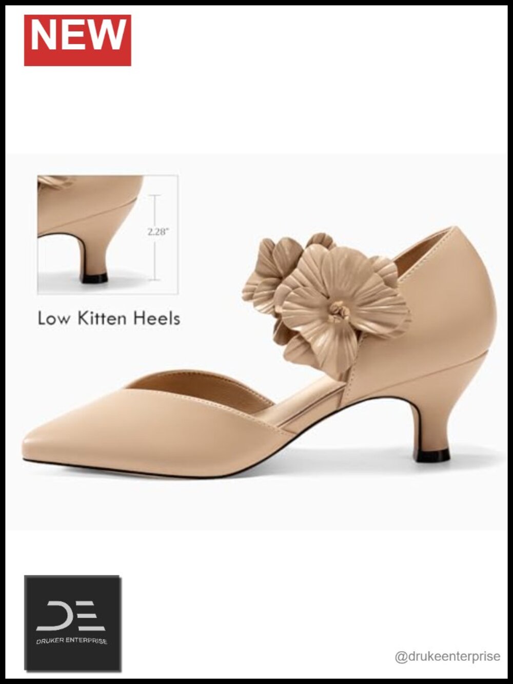 Low Kitten Heels Dressy Shoes Faux Leather Pointed Toe Slip on Pumps